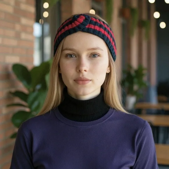 Gucci NWT Bold Red and Black Knit Headband display picture 2